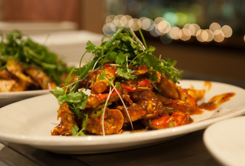 "Angry" Style Dungeness Crab with Sambal Orange Glaze - saltys.com