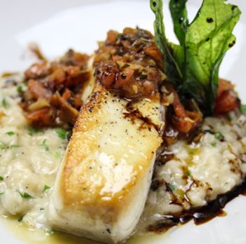 Halibut Provencal, Lemon Risotto, Aged Balsamic