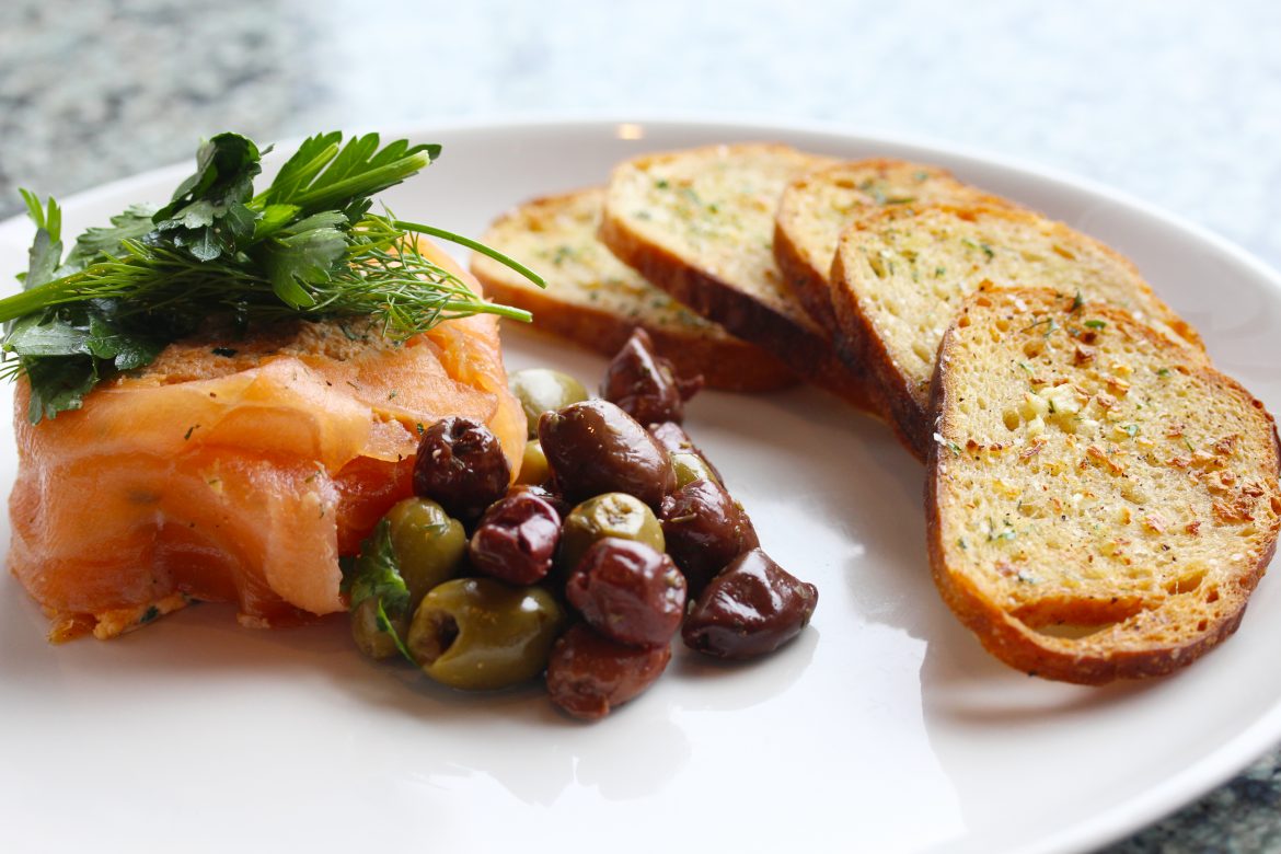 Salmon Mousse Garlic Herb Crostini, Mezze Mix - saltys.com